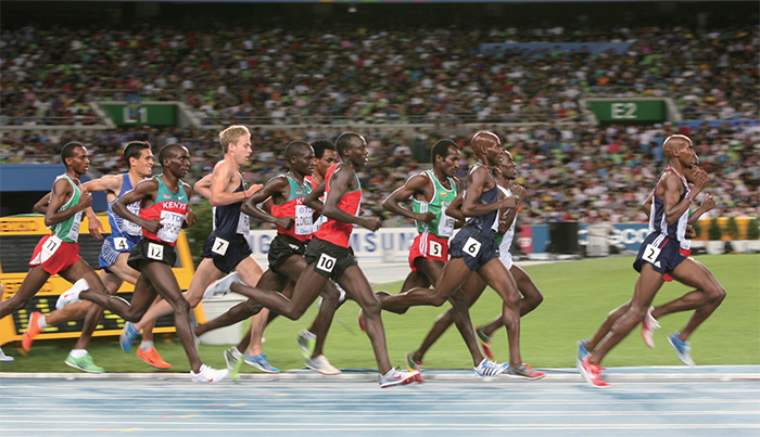 Competitors in the steeplechase at the 2011 IAAF World Athletics Championships in Daegu.